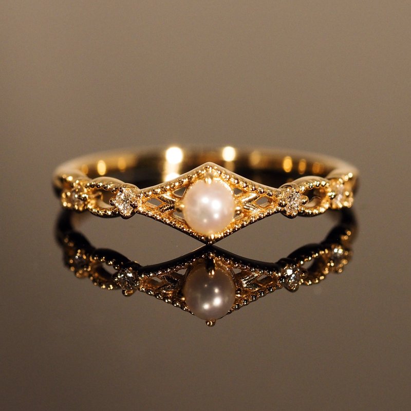 18K Gold Pearl and Diamond Bubbles Ring - แหวนทั่วไป - เครื่องประดับ 