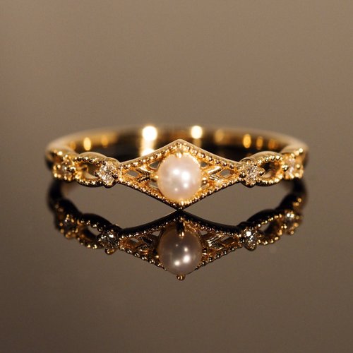 IRIZA Jewellery 18K金珍珠和鑽石氣泡戒指 18K Gold Pearl and Diamond Bubbles R
