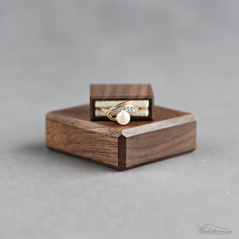 Wood Storage - Slim engagement ring box, small wood ring case