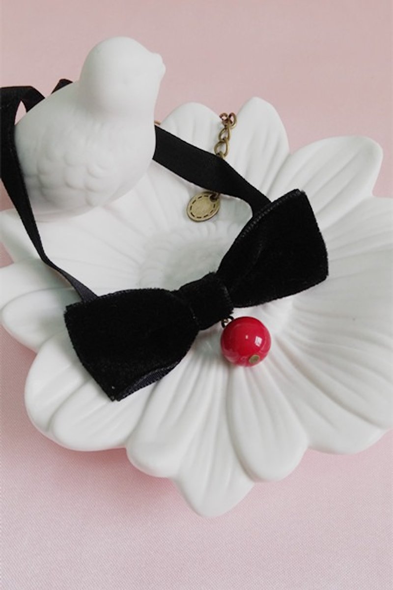 Bow Necklace Black - สร้อยคอ - พลาสติก สีดำ