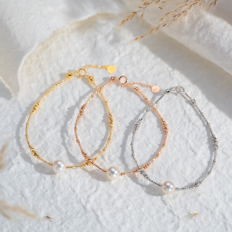 Akoya 意大利工藝 18K金 彈性手圈 - 手鍊/手環 - 珍珠 