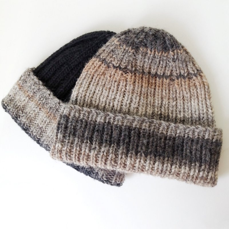 Hand-Knitted Men's Beanie - Unique, Cozy Alpaca Wool Blend, Winter hat for men. - หมวก - ขนแกะ 