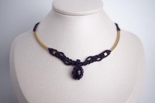 Macramé Crafts 紫水晶 蠟線編織頸繩 頸圈