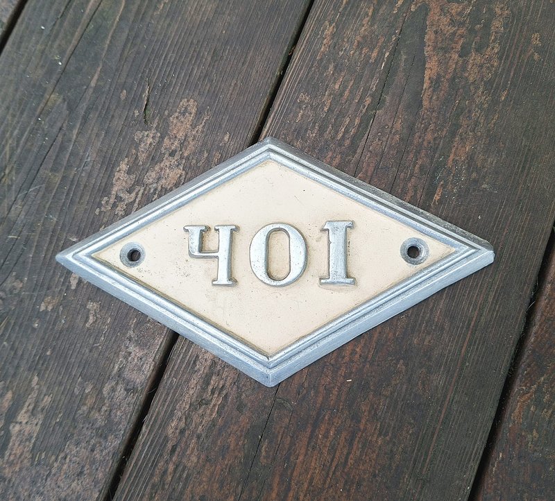 Apartment door sign 401 address rhombus number plaque vintage - 門簾/門牌 - 鋁合金 