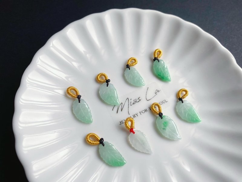 Natural Burmese Jade Jade One Leaf Get Rich Leaf Design Style Tie Coil Bracelet Necklace Gift - Charms - Jade Green