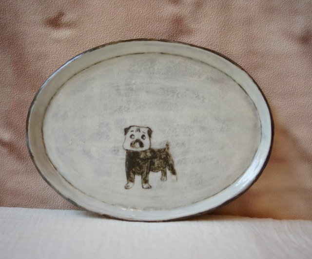 飾り皿 銅板 戌 犬 飾皿 工芸品