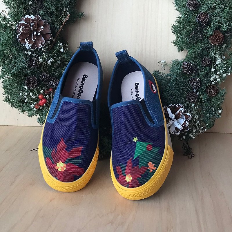 Christmas casual shoes - Little Red Riding hood and Big Wolf for children - รองเท้าเด็ก - ไนลอน สีน้ำเงิน