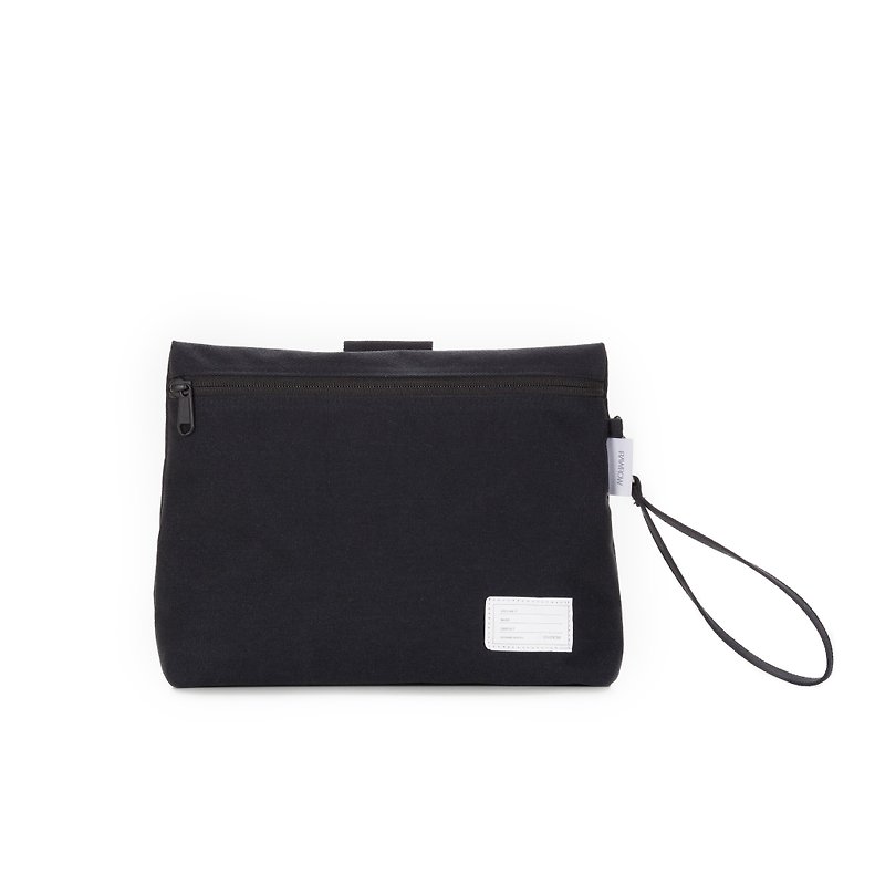 內袋系列-兩用收納袋(手拿/收納)-墨黑-RMD220BK - 化妝包/收納袋 - 棉．麻 黑色