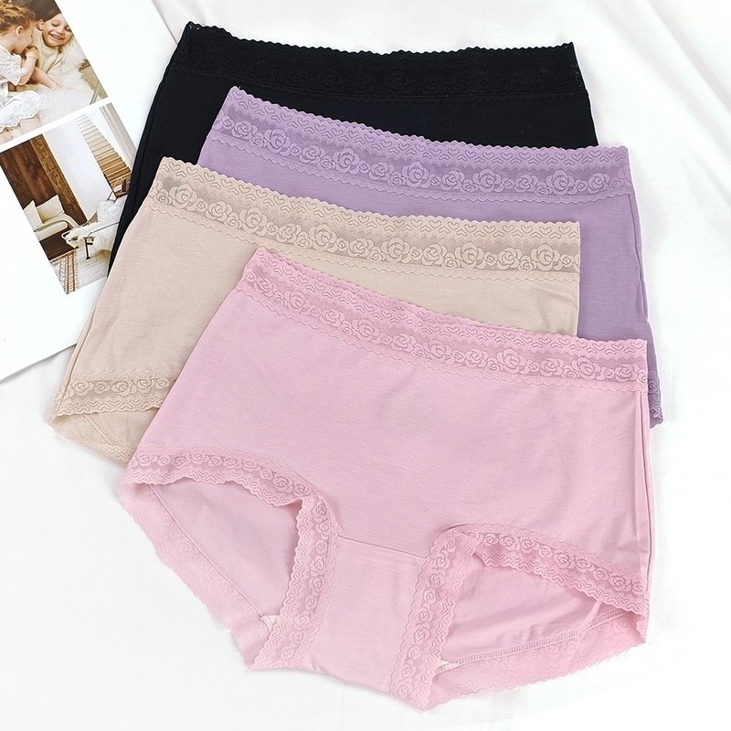 Pink Lady 6 colors-silk bottom soft superfine tencel Celer antibacterial mid-waist plain panties - ชุดชั้นในผู้หญิง - ไนลอน สีน้ำเงิน