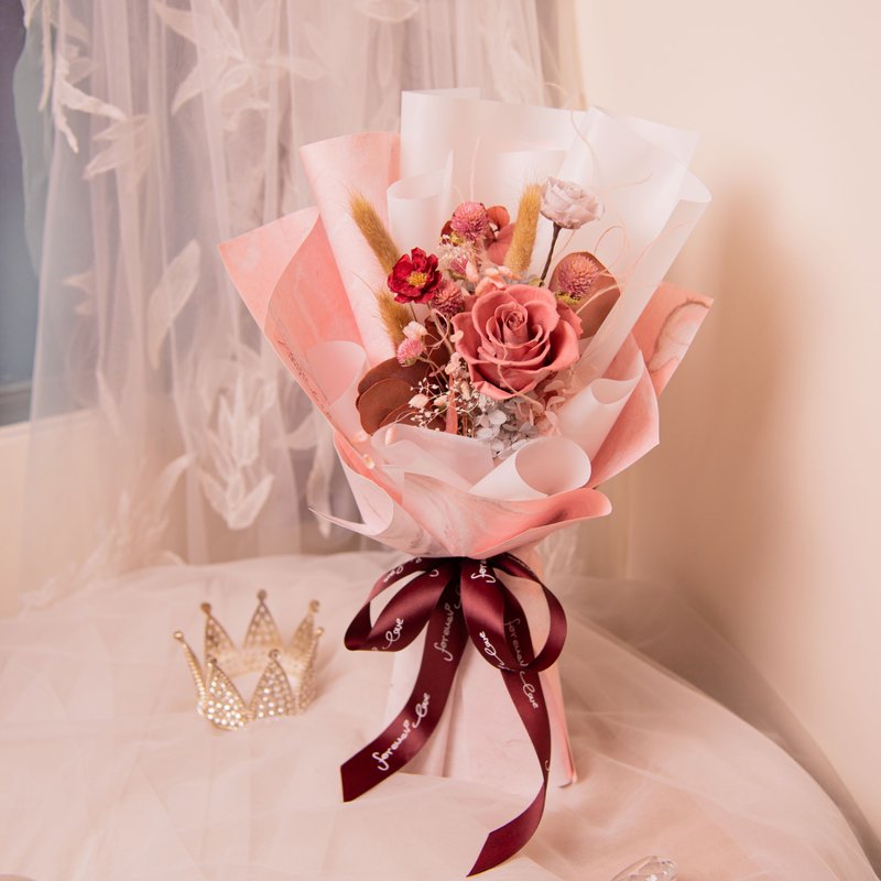 【草莓牛奶】乾燥花 永生花花束 小花束 / 生日 告白 情人節 - 乾燥花/永生花 - 植物．花 粉紅色