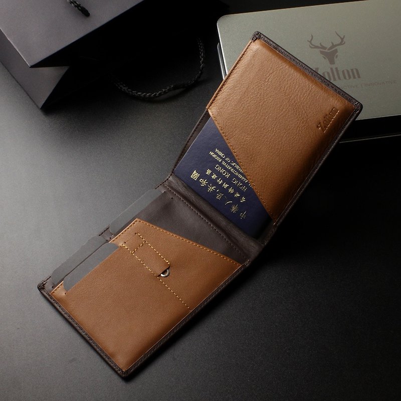 Eleutherios旅行皮夾  刻字客製化 RFID防盜 深棕 客製化刻字 - 護照夾/護照套 - 真皮 咖啡色