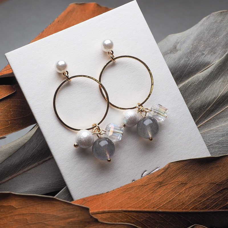 Labradorite non allergic earrings - ต่างหู - โลหะ สีเขียว