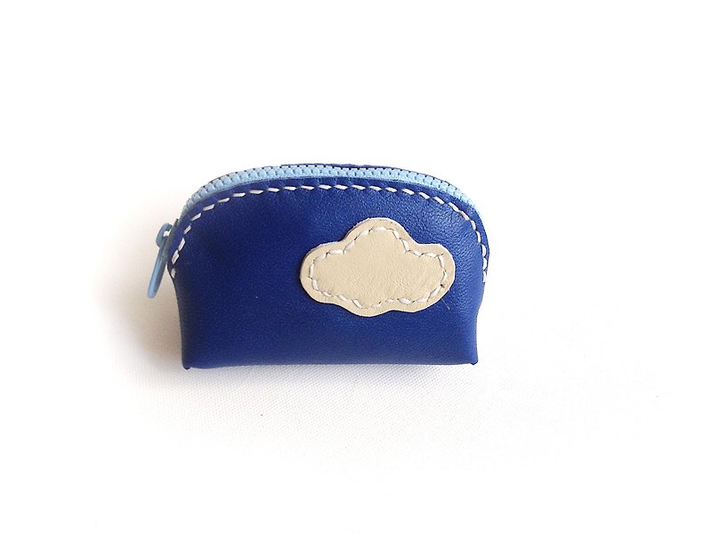 POPO│ blue sky │ leather. Shell wallet │leather - กระเป๋าใส่เหรียญ - หนังแท้ สีน้ำเงิน
