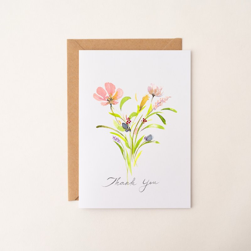 水彩花卉手繪卡片 植物 祝福卡片 生日賀卡 感謝卡 藝術卡 萬用卡 - 心意卡/卡片 - 紙 多色