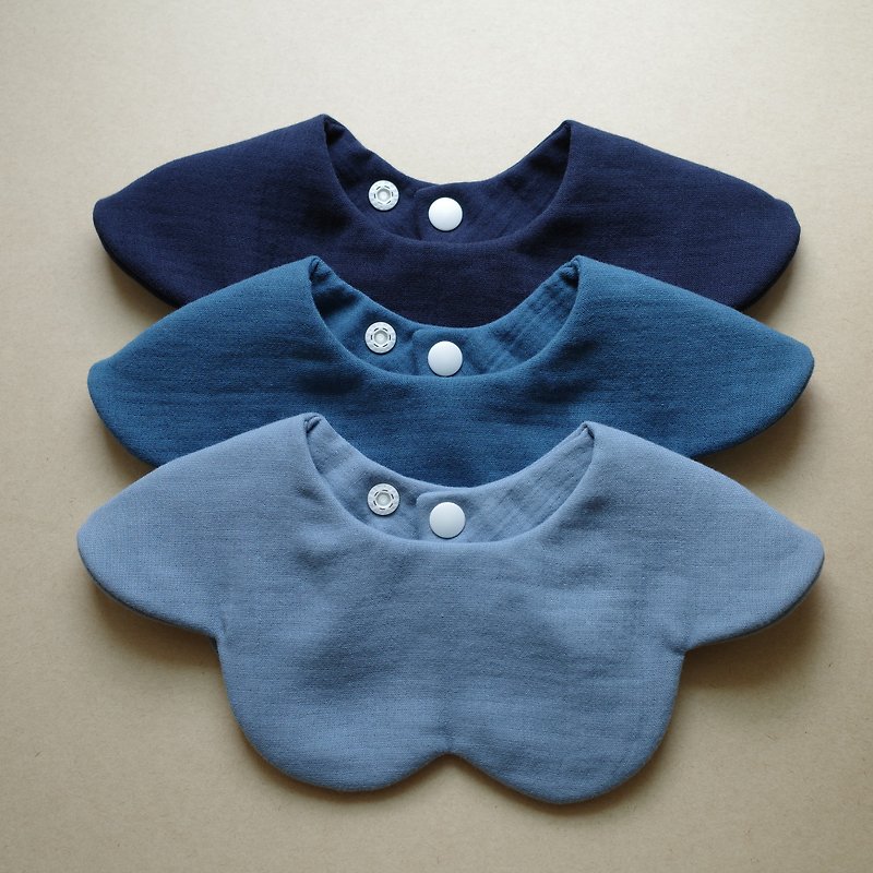 Eightfold yarn plain color donut bib bib - blue series - ผ้ากันเปื้อน - ผ้าฝ้าย/ผ้าลินิน สีน้ำเงิน