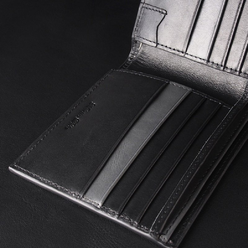 レザーエイトカードショートクリップ (ブラック) - 財布 - 革 ブラック