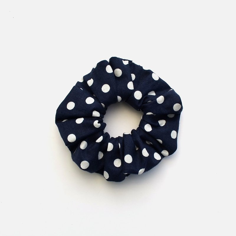 Button spot Hair Elastics Women Hair Accessories Cotton Hair Scrunchies - Hair Accessories - Cotton & Hemp Blue