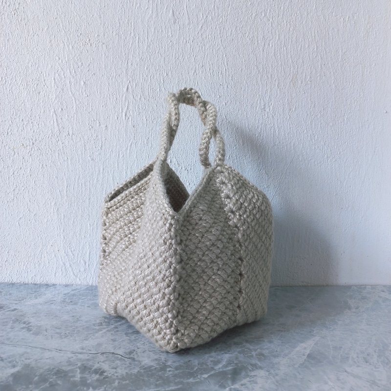 噴紗銀迷你菜籃子包 手提包 - 手提包/手提袋 - 壓克力 銀色