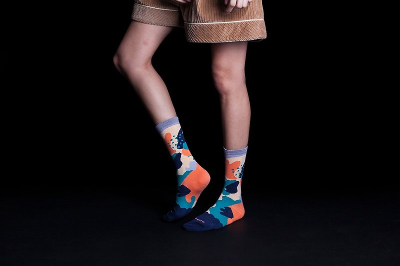 [新] Dear, Buncho系列 Daun/熱帶雨林 深藍色 | 短襪 | 男襪 | 女襪 | 色襪 | 幾何圖案襪子 | 設計師襪子 | 原創襪子 | 馬來西亞設計生產 - 襪子 - 棉．麻 藍色