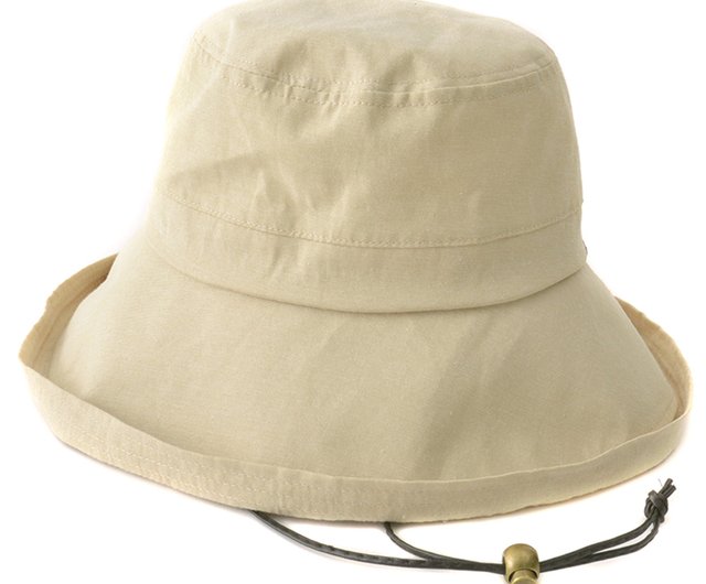 Wide Brim top Sun Hat Chambray Off White Cotton