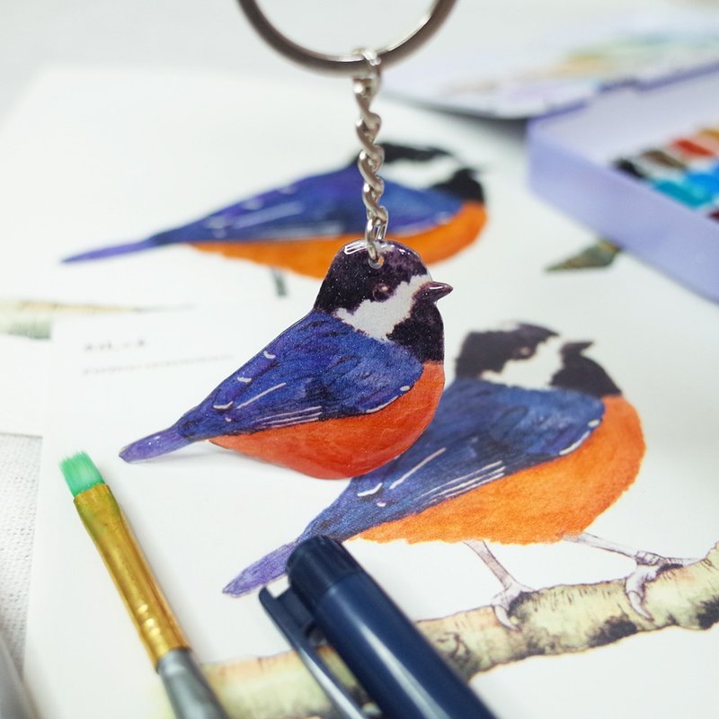 Taiwan endemic red-bellied tit keychain - Keychains - Waterproof Material Multicolor