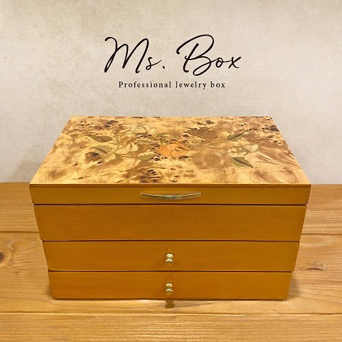 Ms.box 箱子小姐 【Ms. box 箱子小姐】英式古典木製珠寶盒/飾品盒(原木拼花)