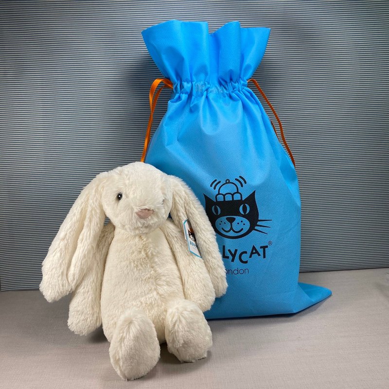 彌月禮物組  Bashful Cream 白兔 31cm+藍色禮物袋 - 公仔/玩偶 - 聚酯纖維 白色
