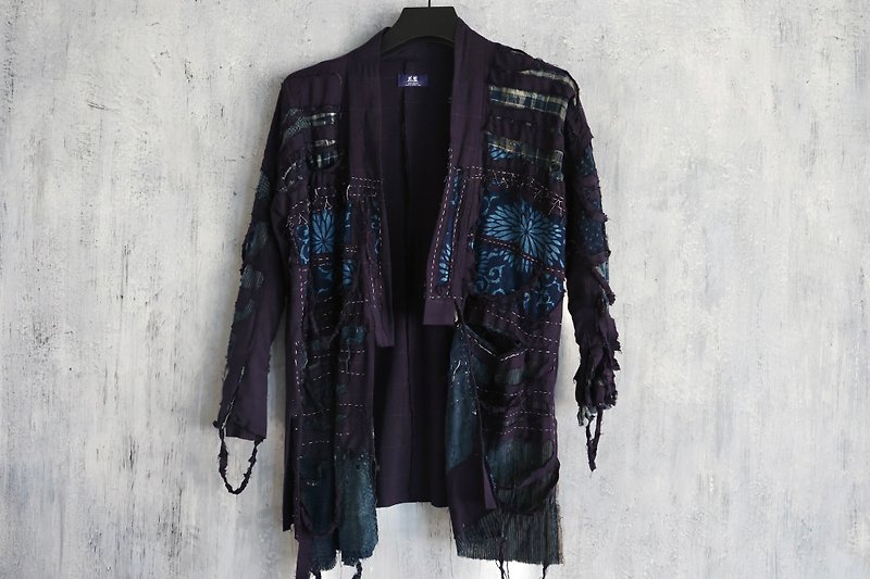 手造和服Boro襤褸外套 - 外套/大衣 - 棉．麻 