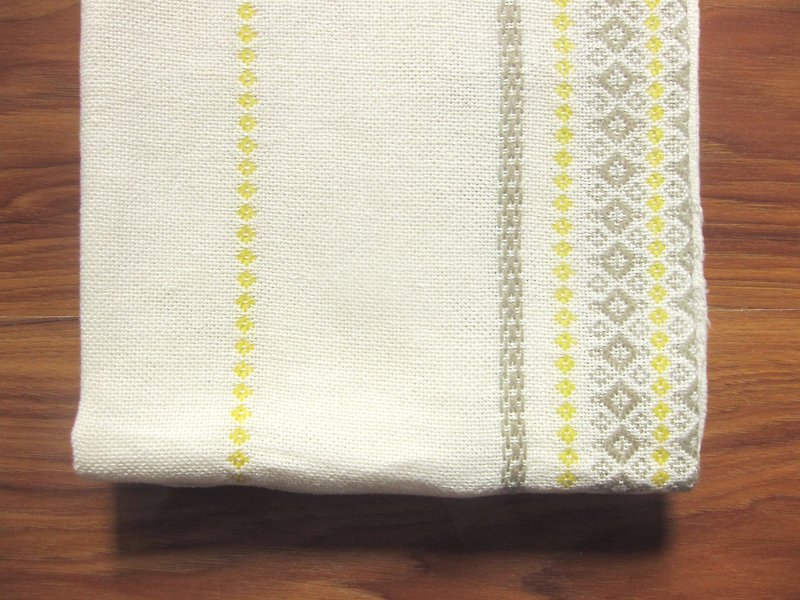スウェーデングレートグレート平織りパターン綿タオル_黄灰色 - 置物 - コットン・麻 イエロー