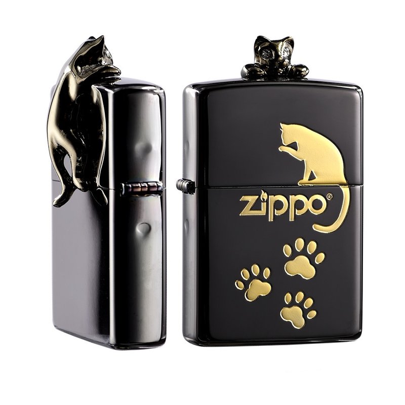 【ZIPPO官方旗艦店】爬牆貓咪(黑冰)防風打火機 ZA-3-178A - 其他 - 銅/黃銅 黑色
