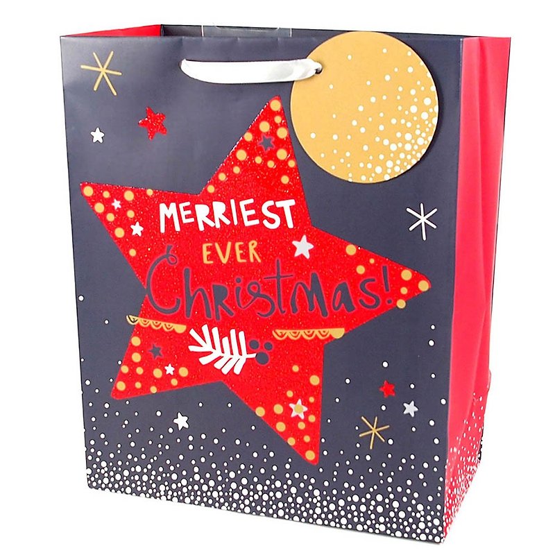 Exquisite Red Star Christmas Gift Bag [Hallmark-Gift Bag/Paper Bag Christmas Series] - Gift Wrapping & Boxes - Paper Multicolor