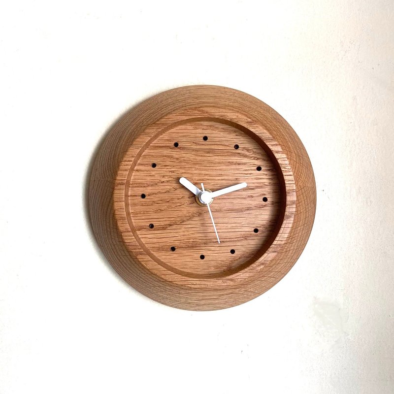 掛け時計　round　オーク 　直径15.5cm - 時鐘/鬧鐘 - 木頭 