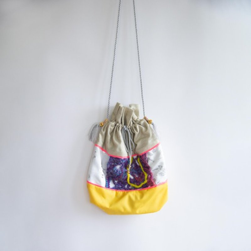 東方單肩包（黃） - 側背包/斜背包 - 棉．麻 黃色