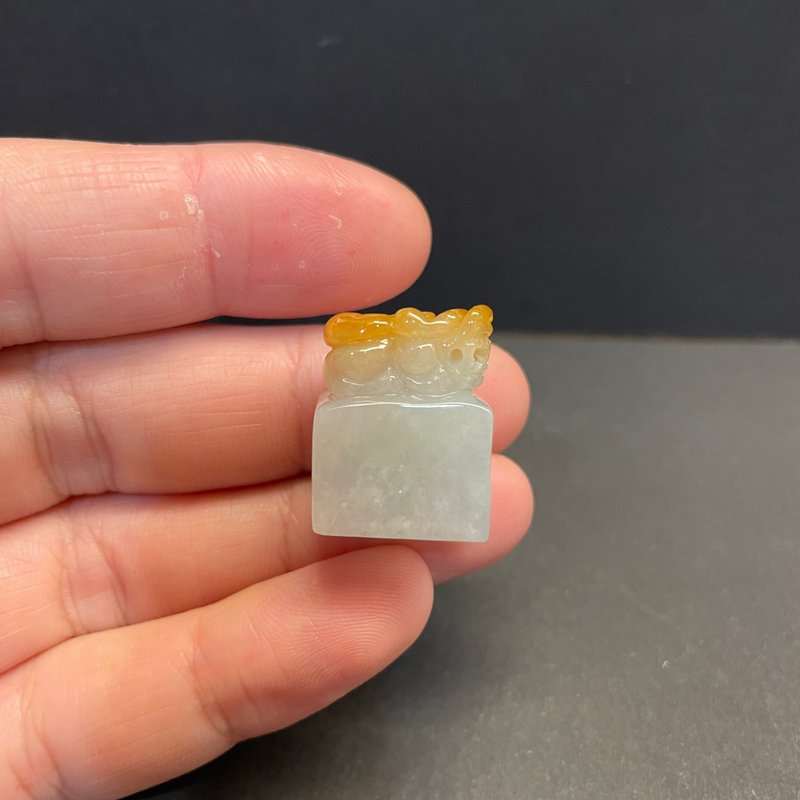 瀚玉珠寶 天然翡翠 蜜糖黃貔貅印章 黃翡翡翠印章 緬甸玉印章 - 其他 - 玉石 