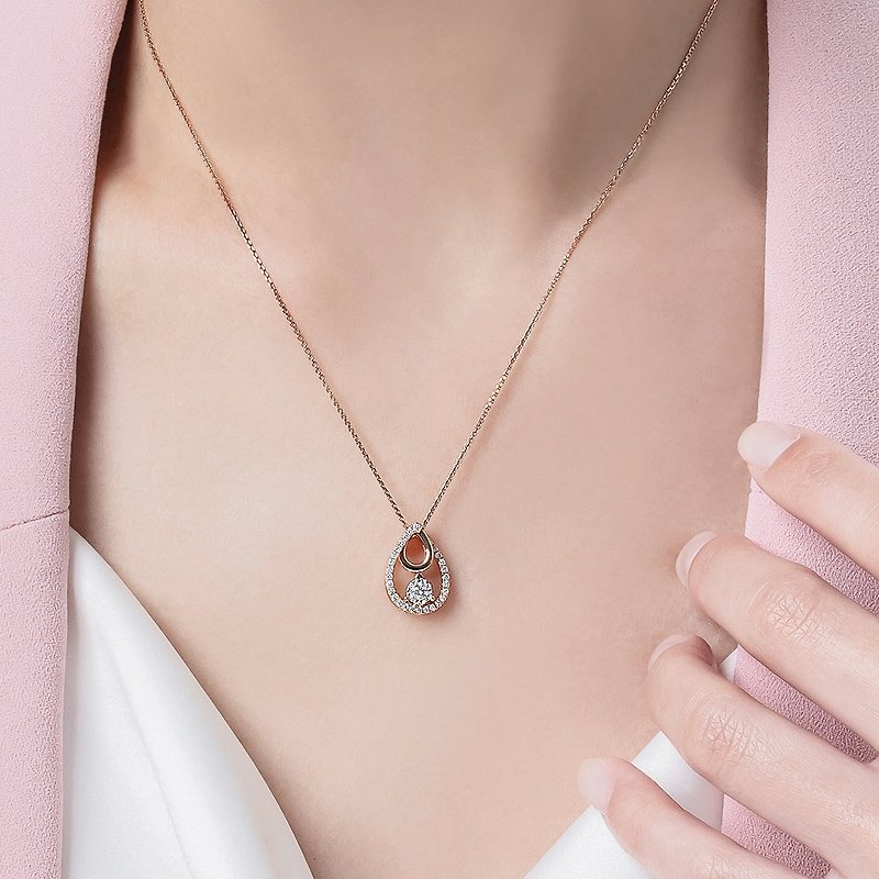 Mother's Day Jinghua Diamond 18K Total 0.20 Carat Diamond Necklace Pendant Waltz Series III - Necklaces - Diamond 