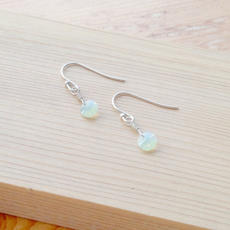 Minimalist Series-Magic Turquoise-Green Opal-925 Sterling Silver Handmade Earrings Free Change Clip-on Silver Gift Packaging - Earrings & Clip-ons - Other Metals Green