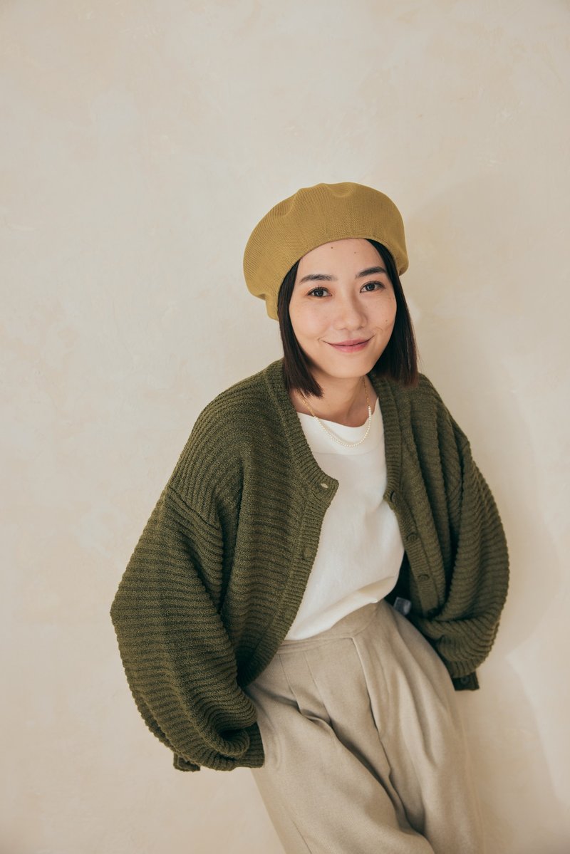 Take a walk with you Puff sleeve knitted jacket-Lvsen (green) - สเวตเตอร์ผู้หญิง - ไฟเบอร์อื่นๆ สีเขียว