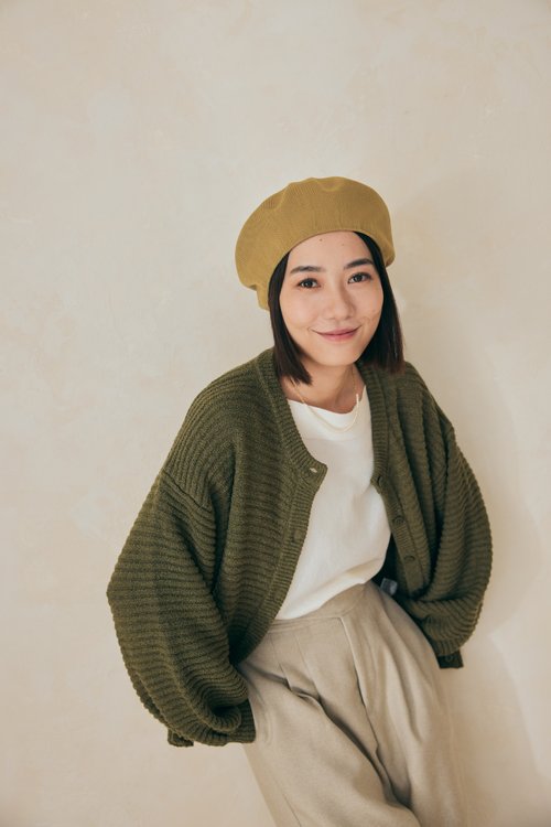許許兒 XUXUWEAR 陪你散步泡芙袖針織外套-綠森(綠)