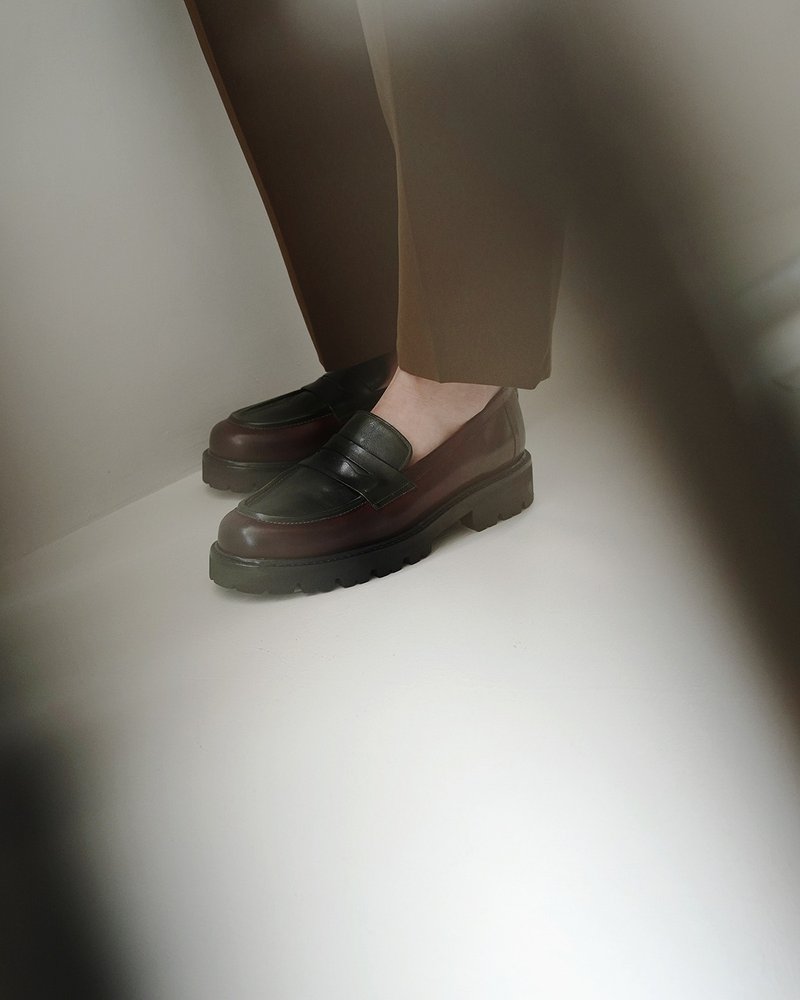 EL 佩尼樂福 - 海老茶 - 女牛津鞋/樂福鞋 - 真皮 綠色