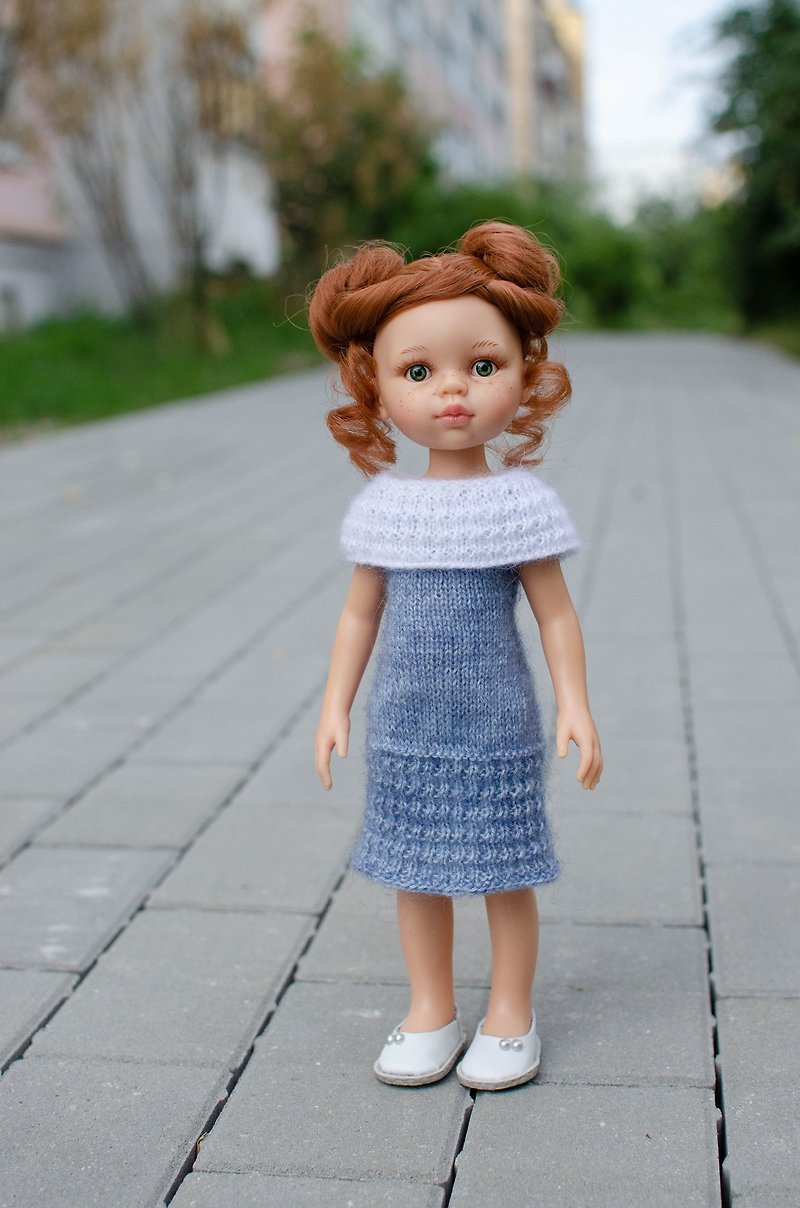 Knitted dress for Paola Reina doll - 寶寶/兒童玩具/玩偶 - 其他材質 藍色