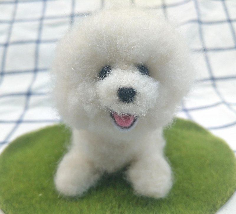 Needle Felt Pet Dog - Bichon Portrait Commemorate (Custom-made) - Stuffed Dolls & Figurines - Wool White