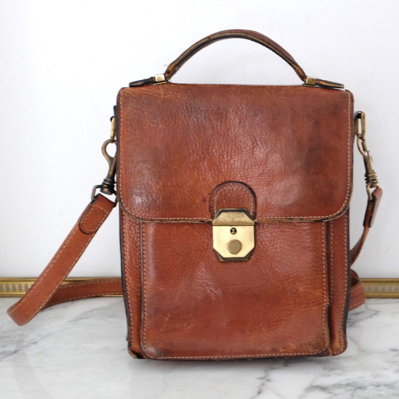 フランスヴィンテージ テクシエ レザー ブリーフケース - ブリーフケース - 革 ブラウン