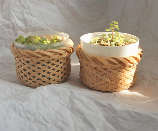 Bamboo Table Plant Container, Bamboo Weaving Basket