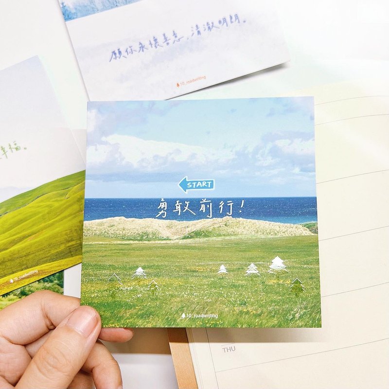 Bright handwritten scenery / square matte small card (10 models in total) - Cards & Postcards - Paper Multicolor