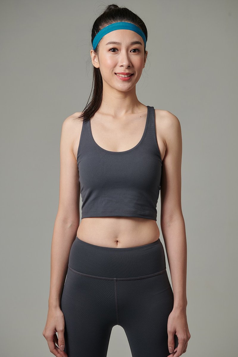 春夏穿搭【Yoga Flow】Brook Tank-Dark Grey 快速出貨 - 瑜珈服/瑜珈褲 - 聚酯纖維 