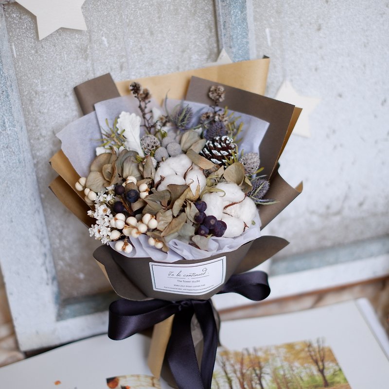 To be continued | cool tone cotton dried flower bouquet wedding small gifts gift wedding arrangement bridesmaid home decoration ornaments office small objects healing Valentine's Day Christmas gift exchange spot - ของวางตกแต่ง - พืช/ดอกไม้ หลากหลายสี