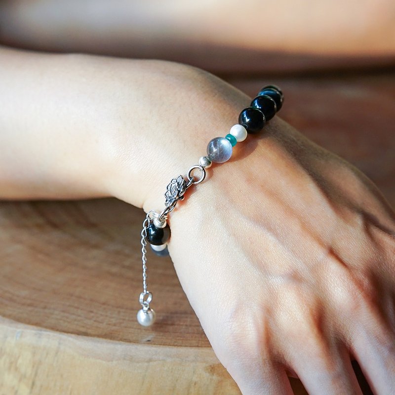 Natural blue Stone bracelet five elements water attribute energy eight character teacher [free calculation] five elements like to use - สร้อยข้อมือ - เครื่องประดับพลอย สีน้ำเงิน