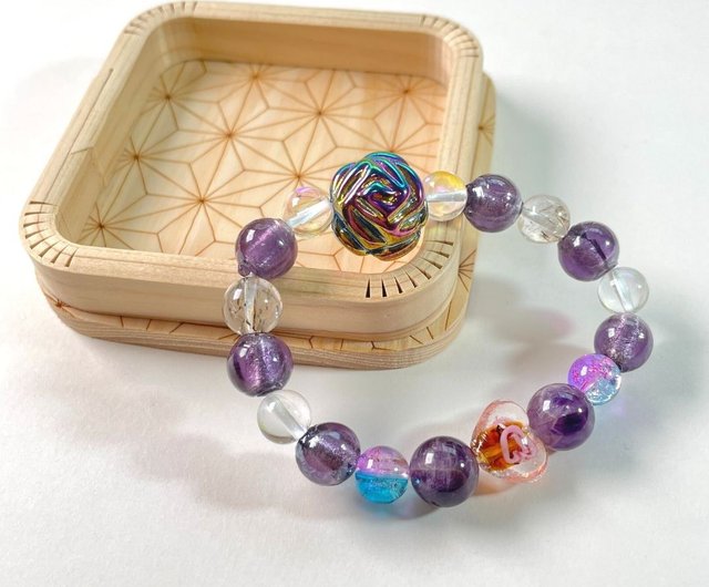 手作りアメジストと水晶のブレスレット