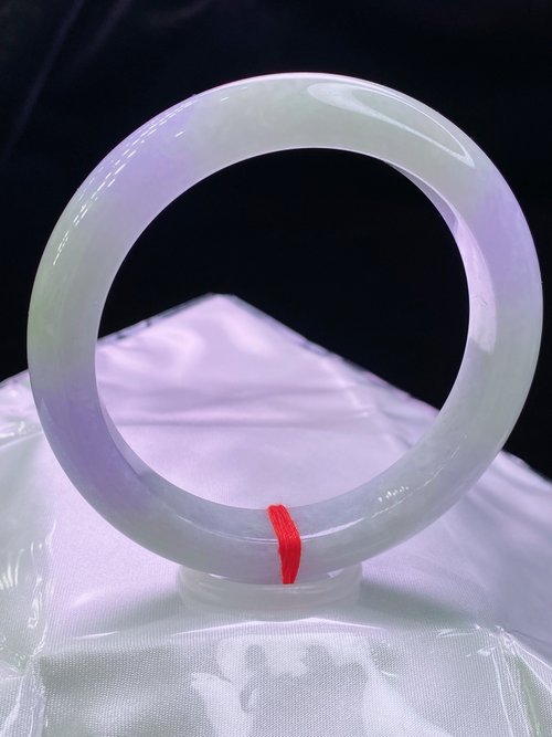 一念之間 緬甸老坑 天然A貨翡翠手鐲 圈口61MM 紫羅蘭春彩水頭足 編號03988