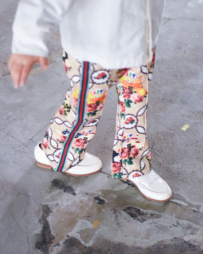 Jersey Pants Harapeco Paint Track Pants Boot Cut Print All Over Pattern Character Children's Clothing - กางเกง - เส้นใยสังเคราะห์ สีกากี